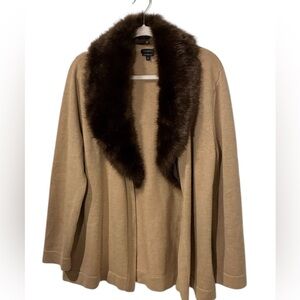 Talbots fur collared wool cardigan
Removable collar 
Size women’s XL